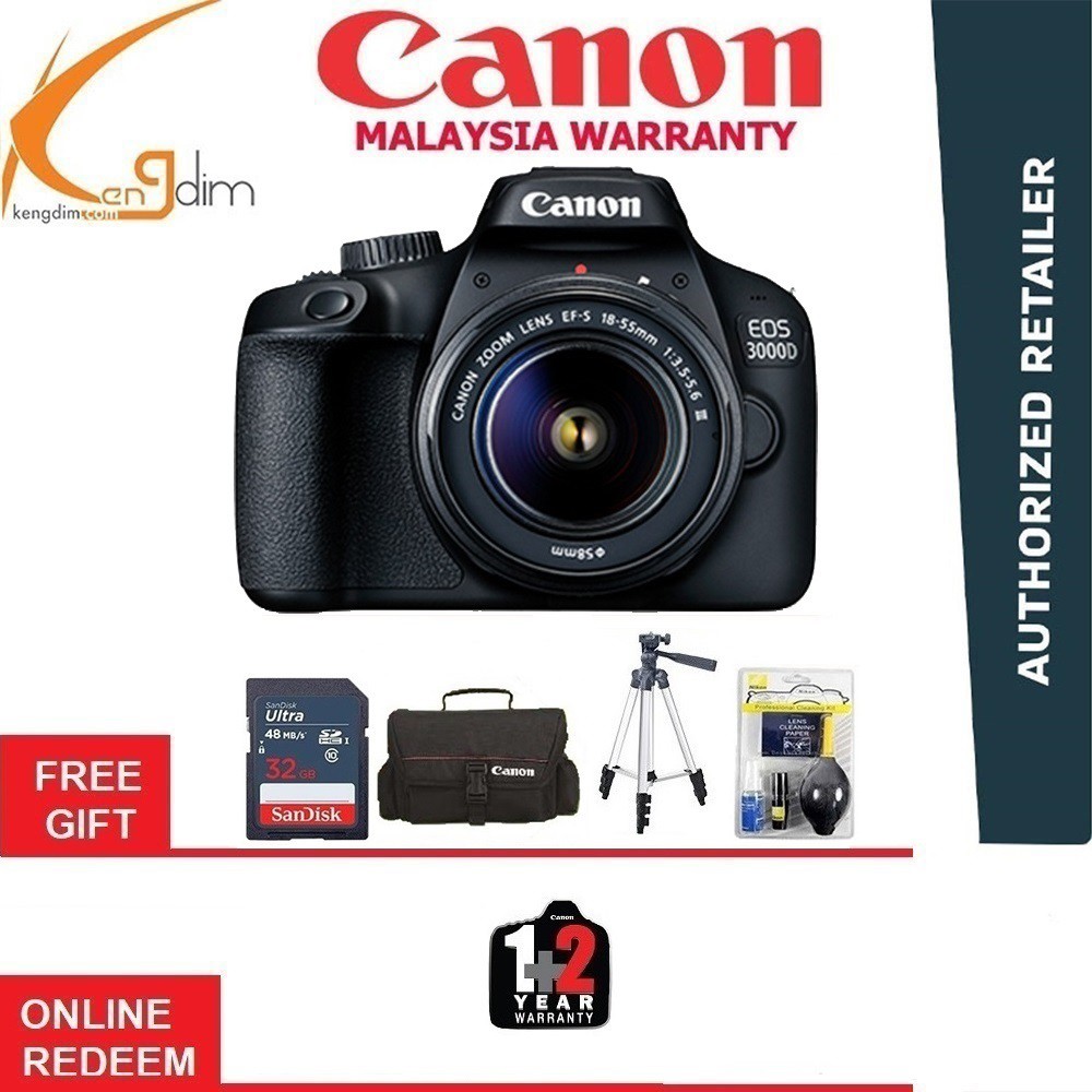 Canon EOS 3000D + EFS 1855mm III Lens (CANON MALAYSIA 3 YEARS
