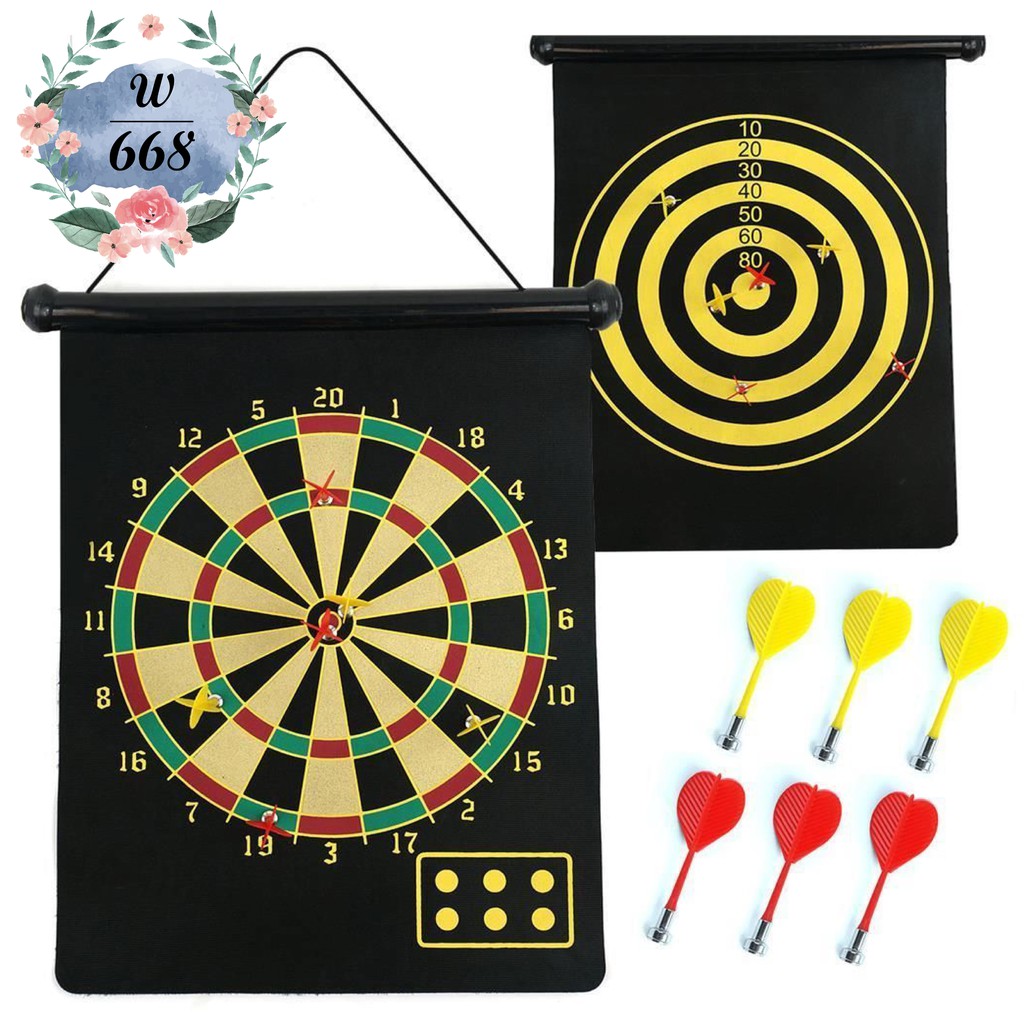[READY STOCK]17 Inches Dartboard Double Sided Flocking Safety Dart Safety Game Board