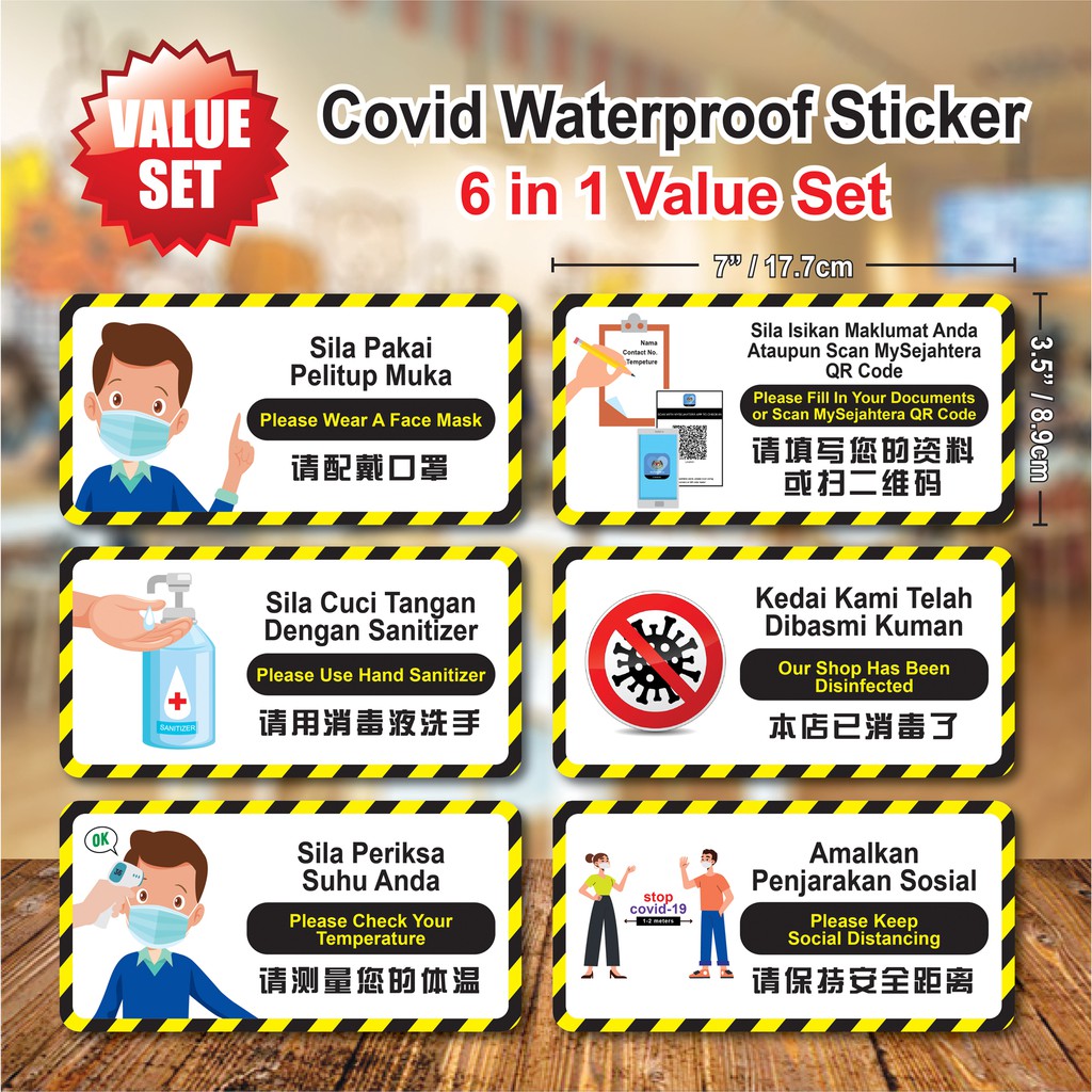 [6 in 1 set] COVID19 Sticker / Prevention Guidelines SOP / Social