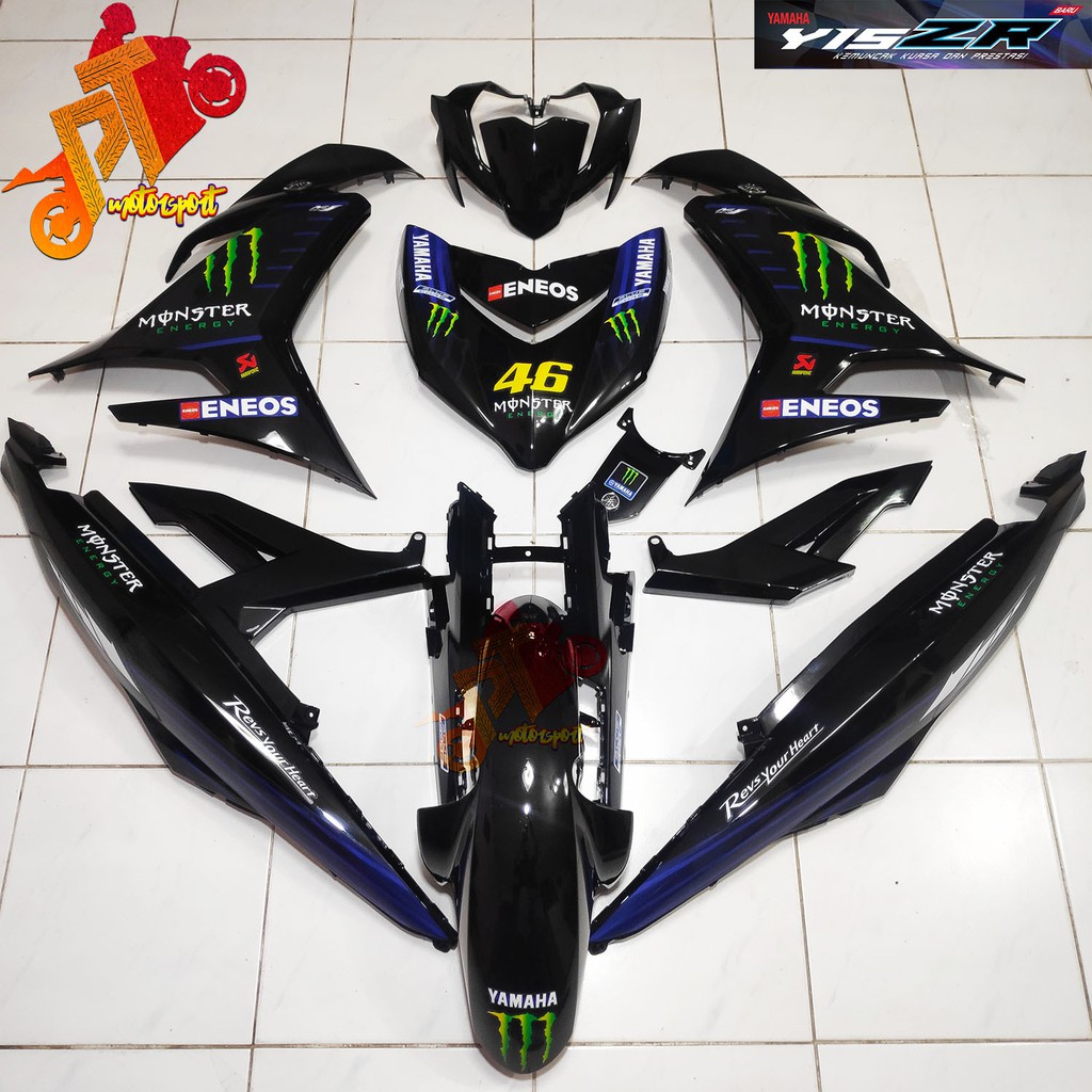 Yamaha Y15ZR Y15 V1 V2 Cover Set Full Black Monster GP Black Shopee