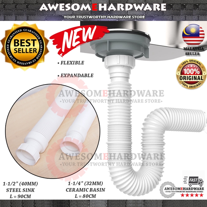 UPVC FLEXIBLE DRAINAGE HOSE OUTLET PIPE HOSE BASIN OR SINK (32MM / 40MM