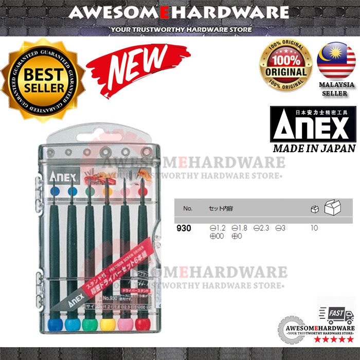 (MADE IN JAPAN ) ANEX 930 6PCS PRECISION SCREWDRIVER SET Shopee Malaysia