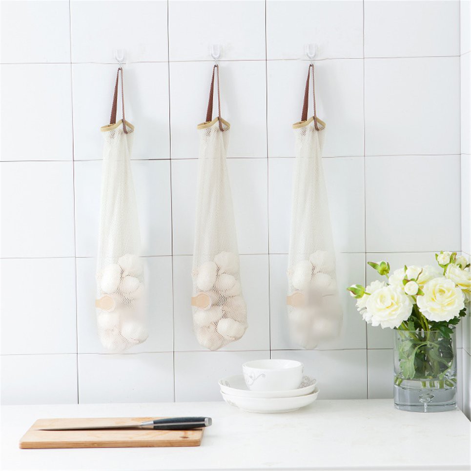 Vegetable Storage Bag Onion Garlic Hanging Bags Hollow Out Breathable