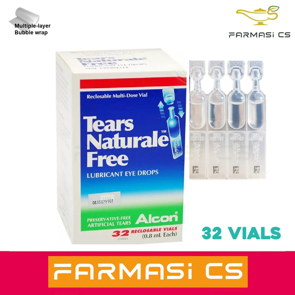 ALCON Tears Naturale Free Lubricant Eye Drops 32 vials x 0.8 ml EXP05/