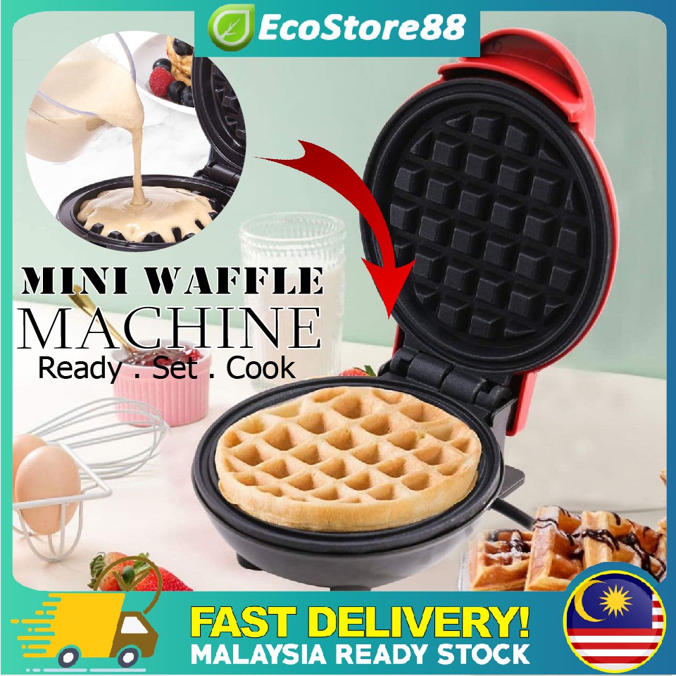 Mini Waffle Maker Machine Electric NonStick Baking Pancake Bakeware Pan / Mesin Waffle Shopee