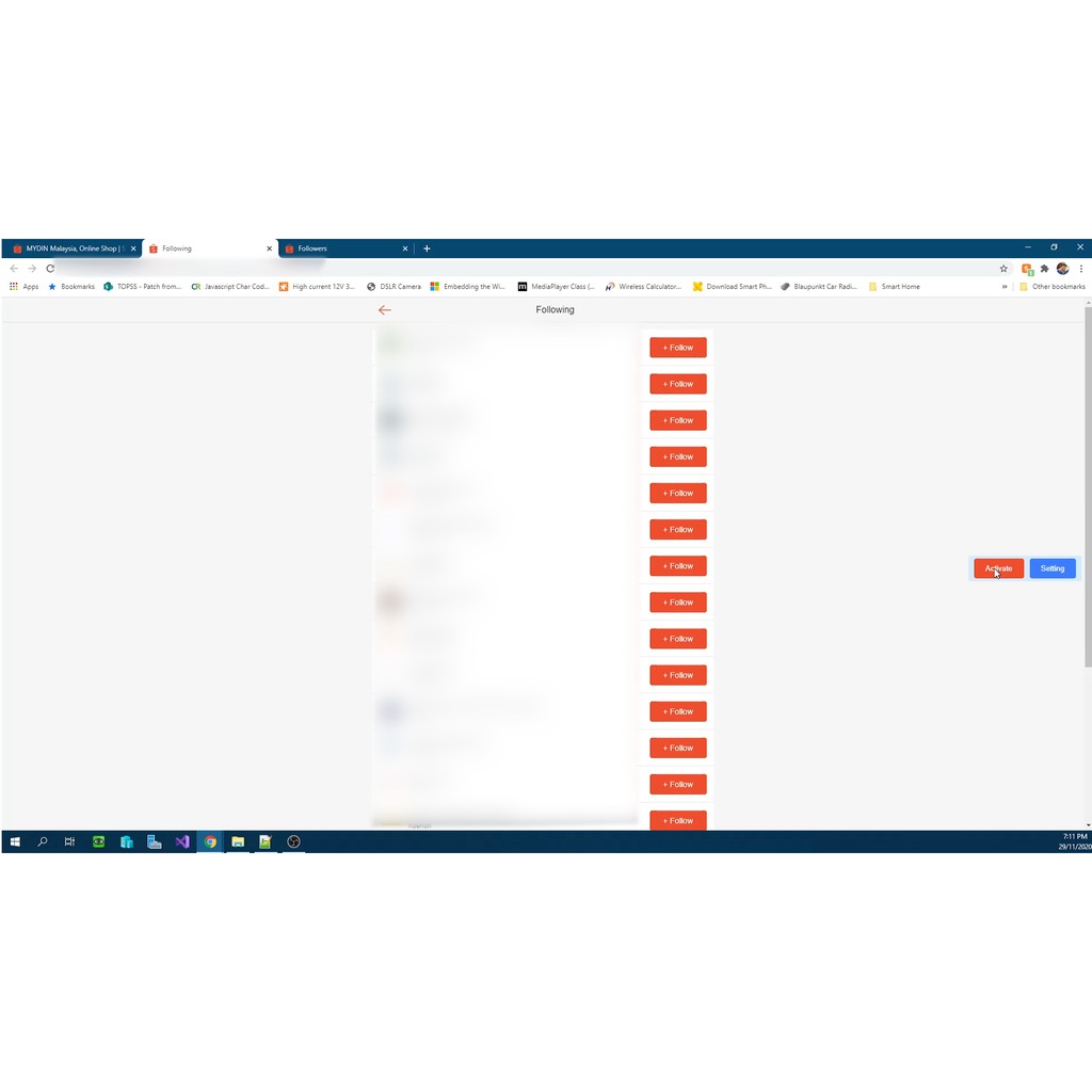 Shopee Auto Follow / Unfollow (Google Chrome PC version