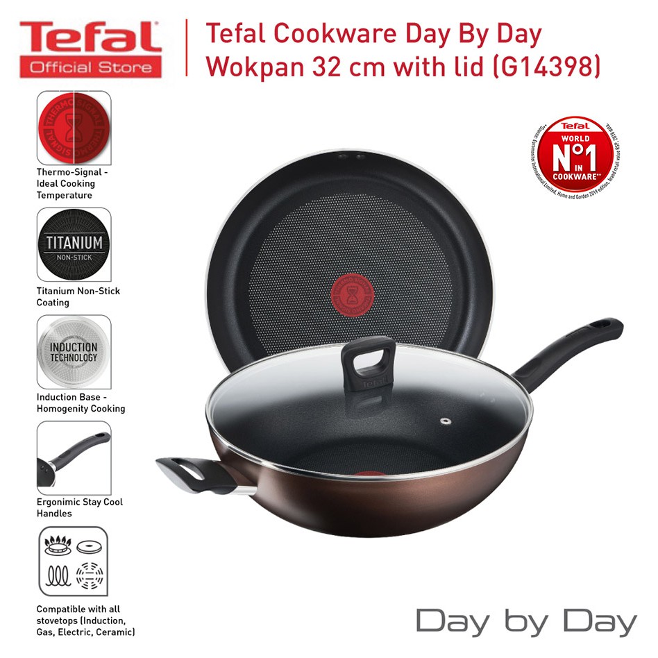 Tefal Day By Day Wokpan with Lid (32cm) G14398 Shopee Malaysia