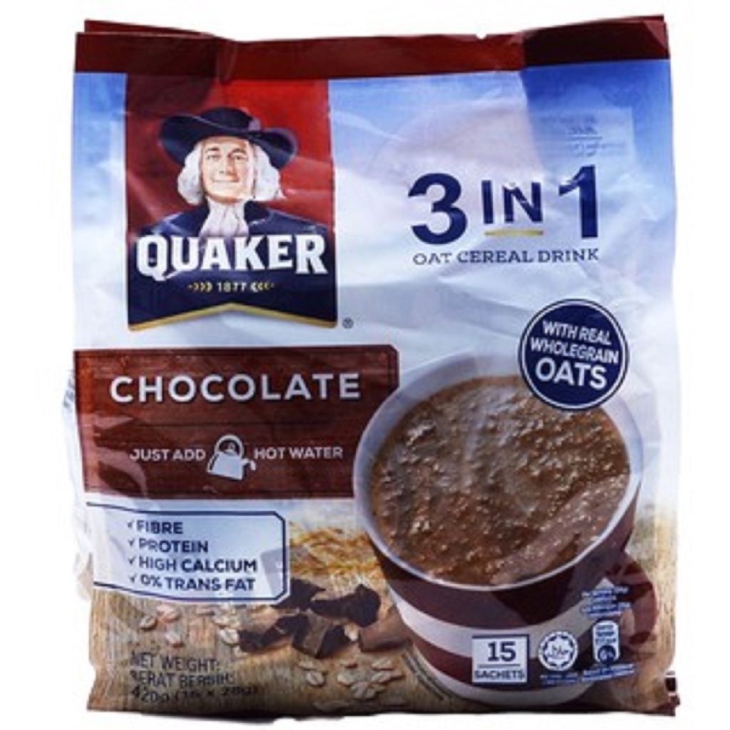 Quaker Oats 3 in 1 Chocolate 15 sachets (28g) Shopee Malaysia