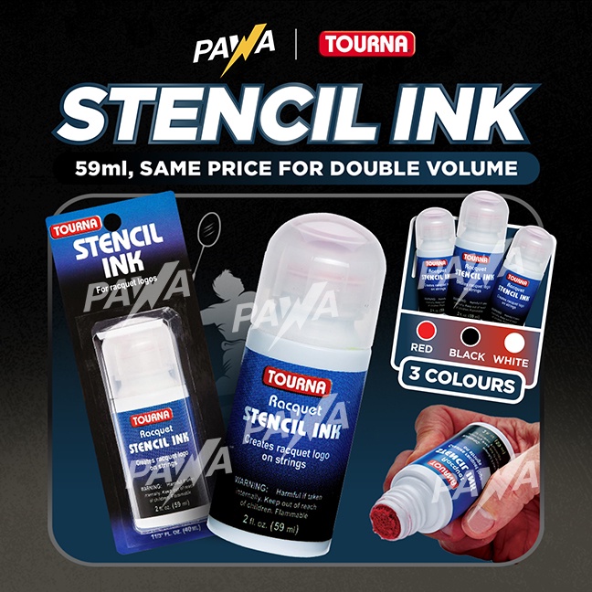 Tourna Racquet Racket Badminton Tennis Squash Stencil Ink (59ml Per