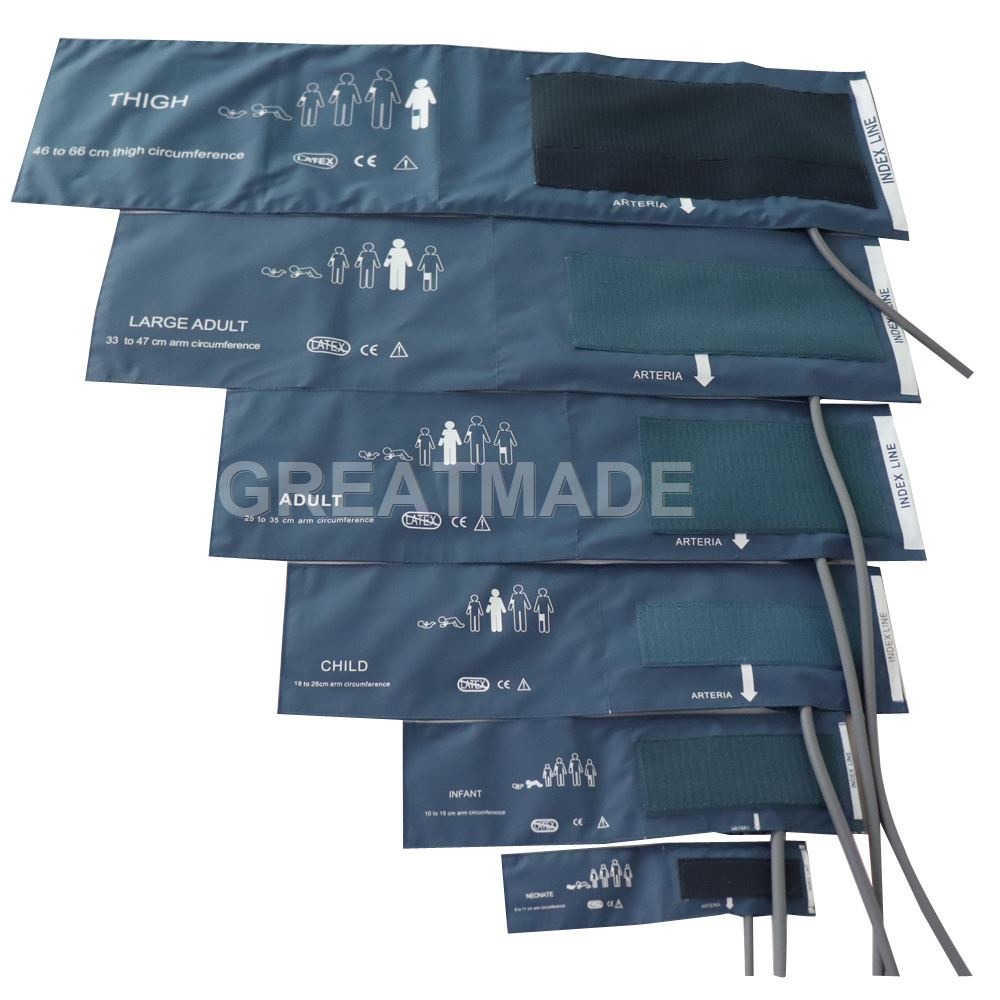 Blood Pressure Cuff With Single Tube Blue Nylon NIBP Cuff Compatible