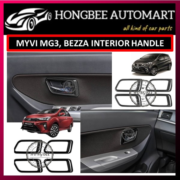 MYVI 20182022 / BEZZA ALL INTERIOR DOOR HANDLE COVER CARBON AND PIANO