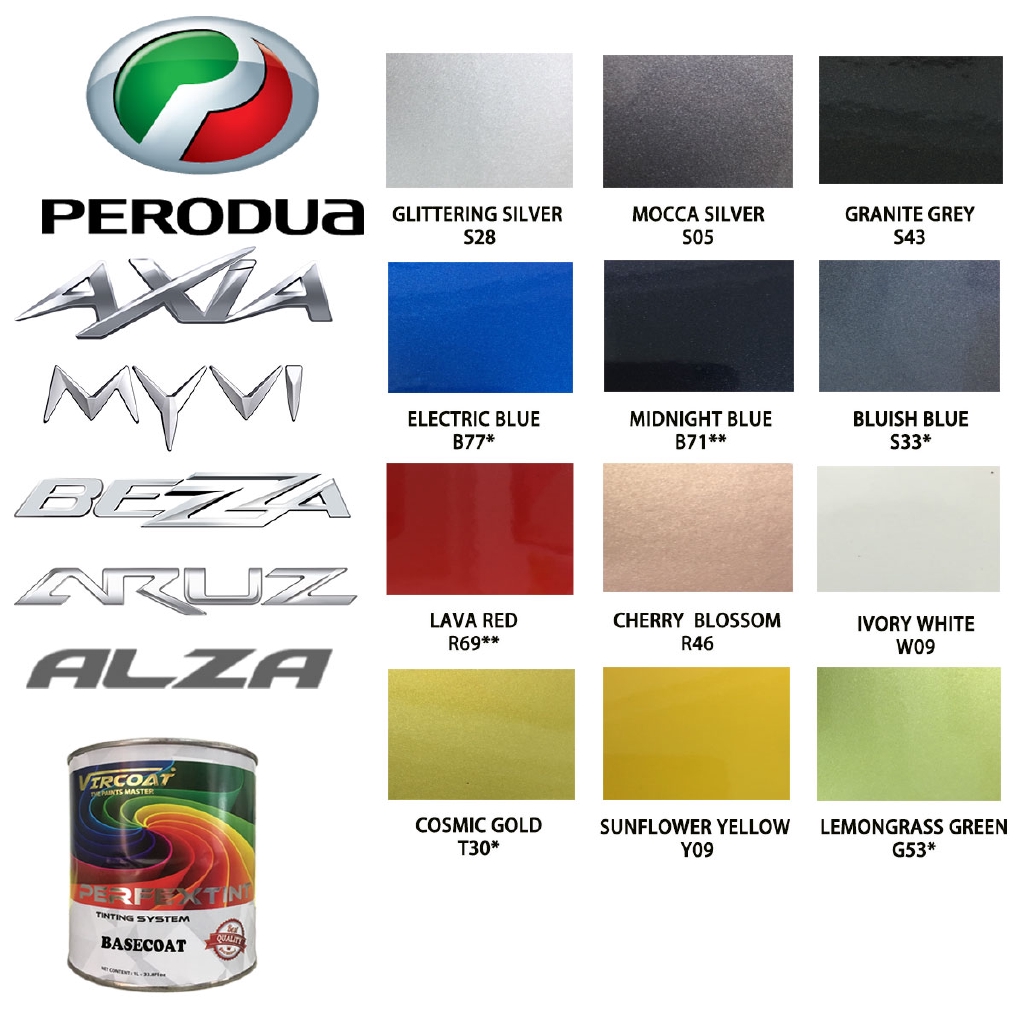 [Perodua] Vircoat Original Color 2K Car Paint Car Body Automotive Paint