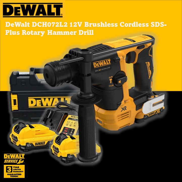 DeWalt 12V DCH072L2 Brushless Cordless 2 Mode SDSPlus Rotary Hammer
