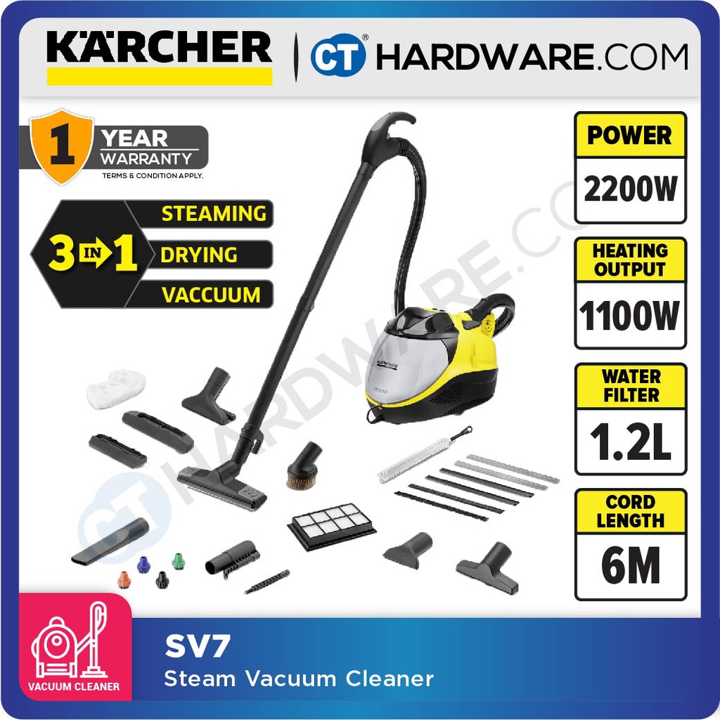 KARCHER SV 7 STEAM VACUUM CLEANER 2200W 4 BAR TANK 0.5L [ SV7