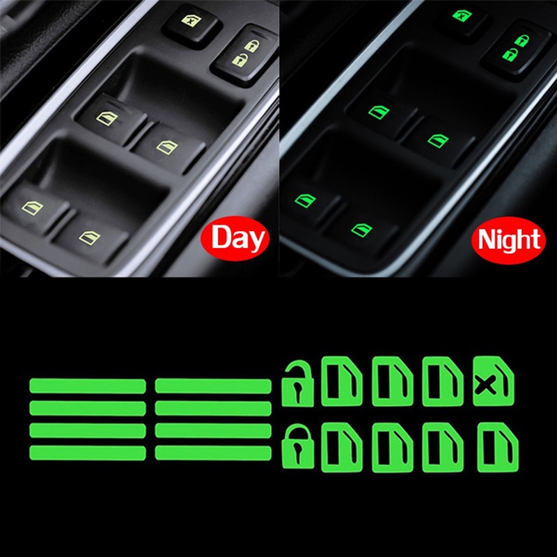 Luminous Car Door Window Lift Button Sticker Windows Control Pane