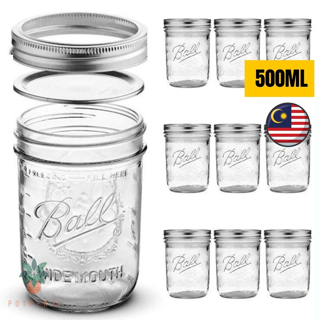(Ready Stock) PRLiving Wide Mouth Mason Jar Glass Jar Food Storage Jar