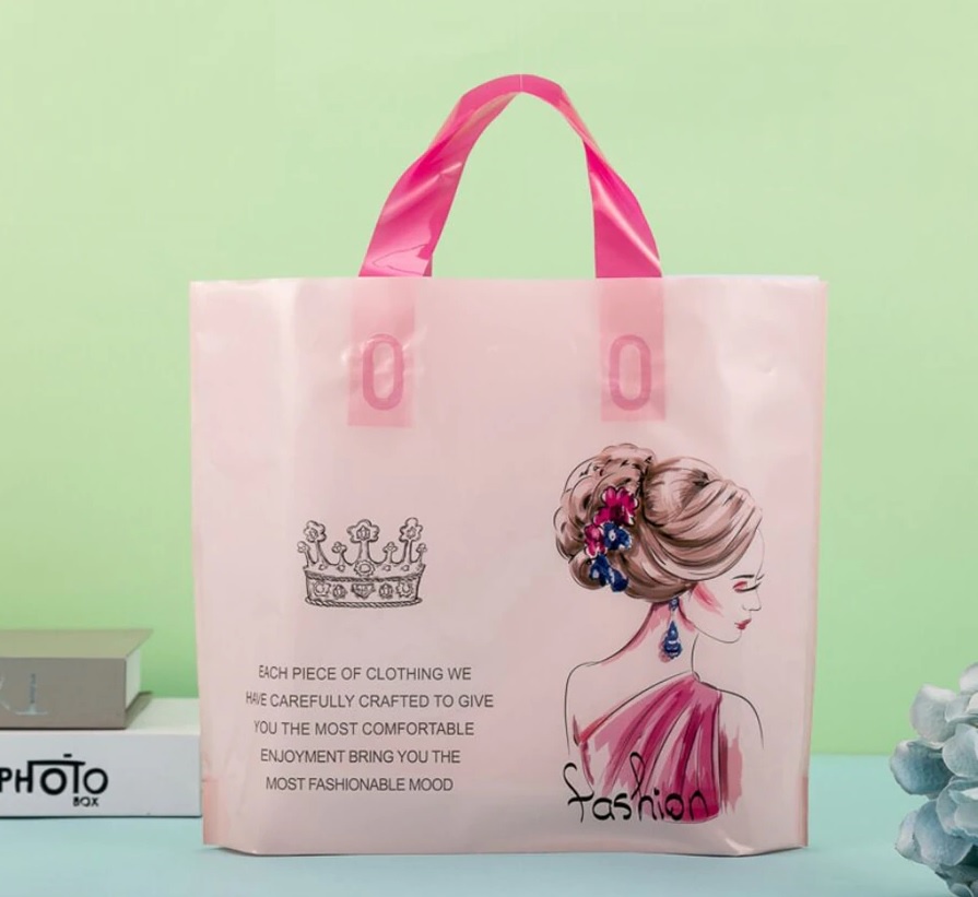 (50pcs) Premium Goodies Bag(S size30x25cm & 35x30cm) Shopping Plastic Bag With Handles Clothes