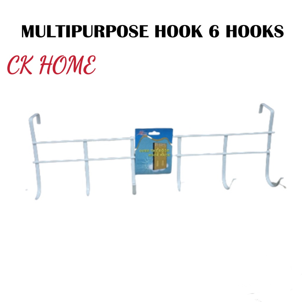 Multipurpose Hook 6 Hooks Door Hook Rack Hanger Organizer Storage