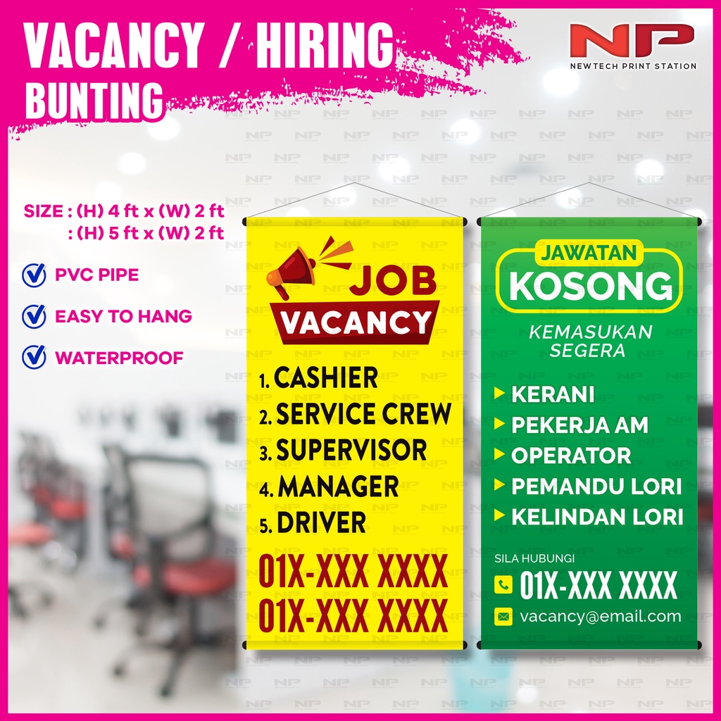 JOB VACANCY / WE ARE HIRING / JAWATAN KOSONG BUNTING (READY TEMPLATE