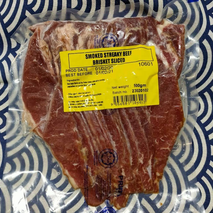 PRIMABAGUZ Smoked Streaky Brisket Strip (PREMIUM BEEF BACON) 500g
