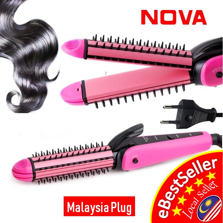 Nova 3 In 1 Electric Hair Curler Roller Wave Straightener Curls NHC