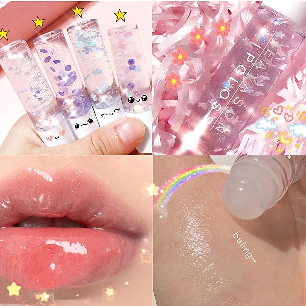 newfashiongoods Moisturizing Strawberry Lip gloss Cute Flowers