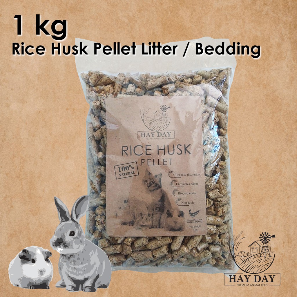 Hay Day Premium Rice Husk Pellet (1 kg) Pet Litter / Bedding for Cats