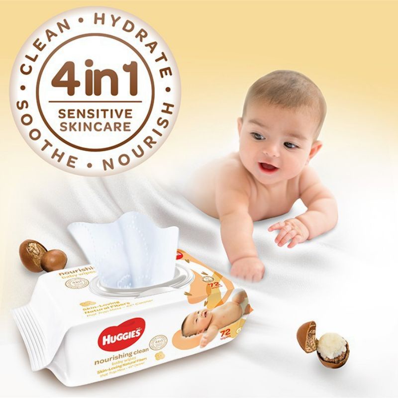 Huggies Baby Wipes Nourishing Clean Coco & Shea Butter 72s /Pure Clean