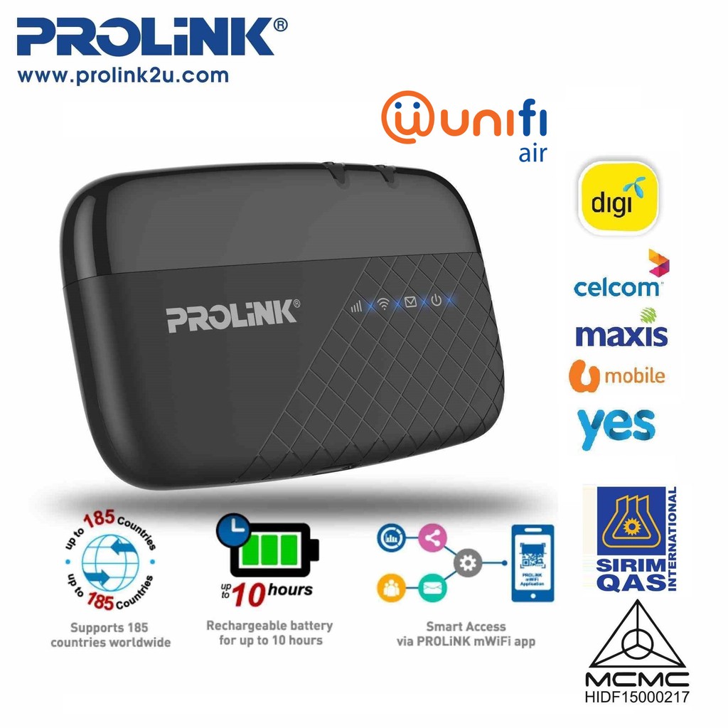 PROLiNK Portable 4G LTE WiFi Hotspot MiFi Support TM Unifi