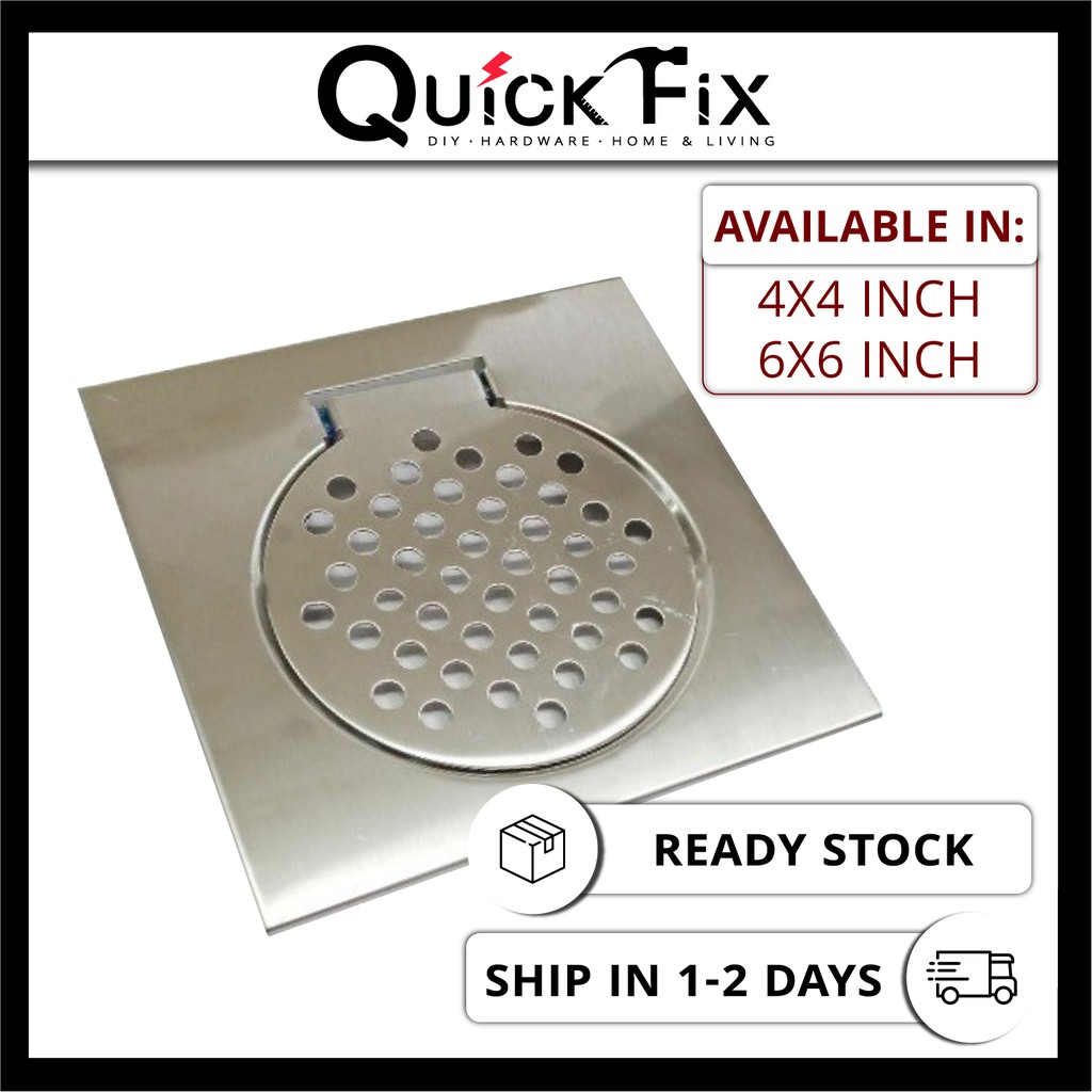 QuickFix Stainless Steel Toilet Floor Trap Grating 6x6 Inch Metal
