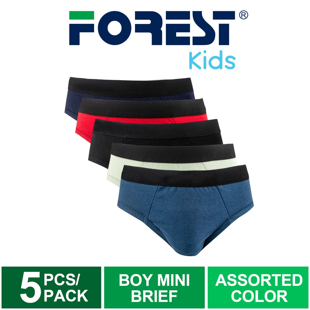 (5 Pcs) Forest Kids Boy Brief 100 Cotton Boy Underwear Seluar Dalam