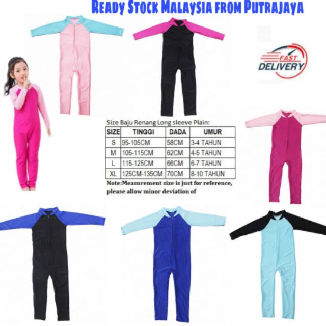 Swimming suit Kids Swimwear Baju Renang Plain Long Shopee Malaysia