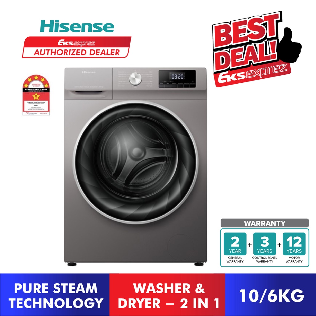 [FREE SHIPPING] Hisense Front Load Washer and Dryer (10KG / 6KG