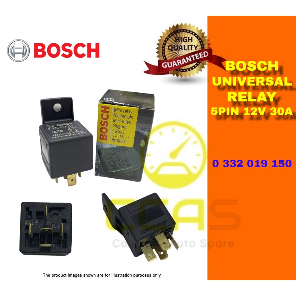 Bosch Relay 5pin 12V Universal Automotive Car Relay 12V 30A 5 PIN 0 332 019 150 Shopee