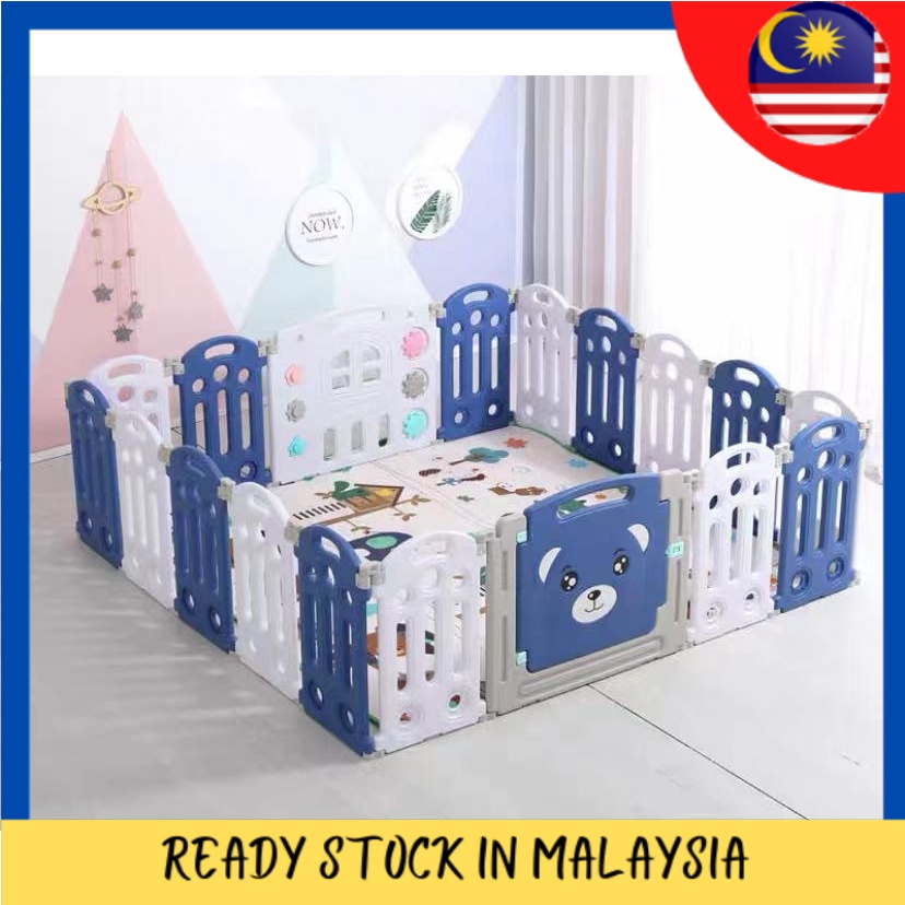 ReadyStock BABY FENCE with Door Gate Safety Foldable Baby Playpen Baby