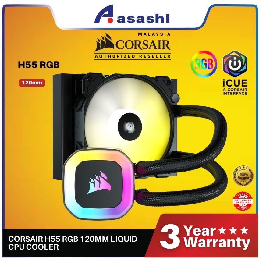 Corsair H55 RGB 120MM AIO Liquid CPU Cooler Shopee Malaysia