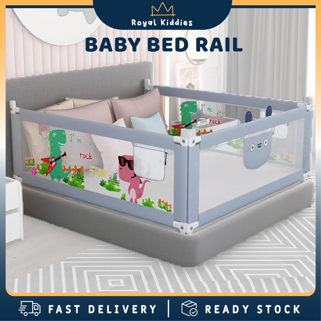 Baby Bed Rail Grey [1 PCS] Dinosaur BR01 Antifall Baby Bed Crib Safety