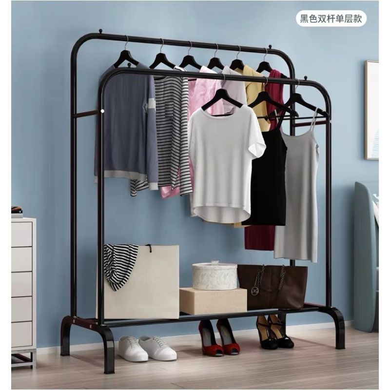 Double Clothes Rack Black And White Colour Shopee Malaysia
