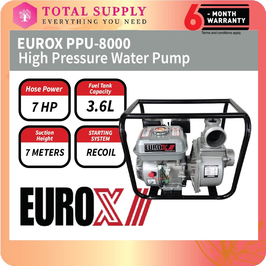 EUROX PPU8000 7HP 3.6L 4Stroke Gasoline Engine High Pressure Water
