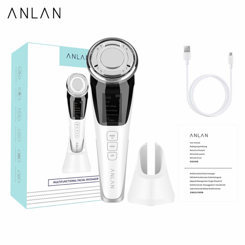 ANLAN EMS Light Therapy Face Massager Sonic Vibration Hot Cool Wrinkle