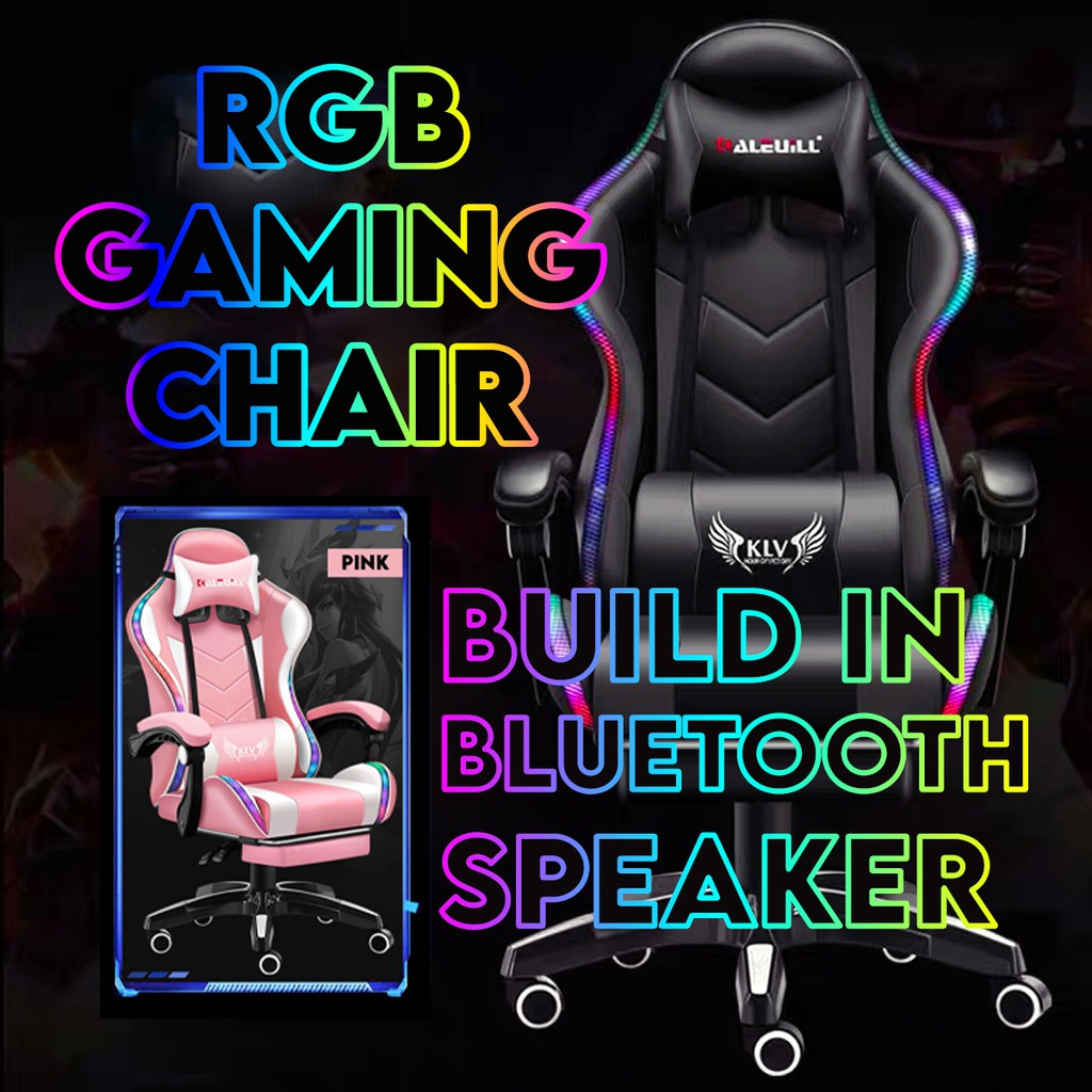 RGB Pink Gaming Chair Build in Bluetooth Speaker + Massage