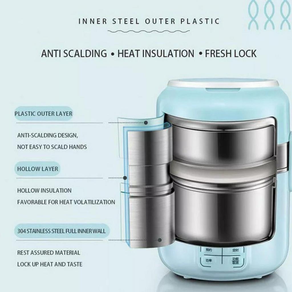 Bear Electric Lunch Box Portable Heating 3Layers Stainless Multi Mini