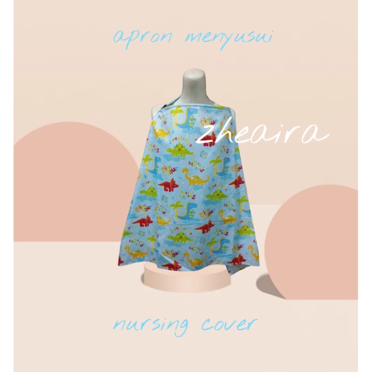 Nursing apron Breastfeeding cover new Dino blue motif Shopee Malaysia