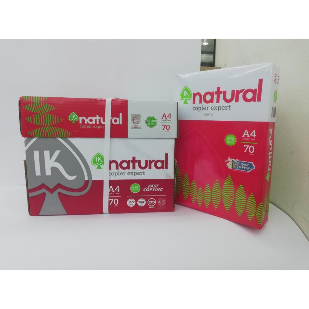 IK NATURAL COPIER PAPER A4 Size 70gsm 1 ream 500sheets Shopee
