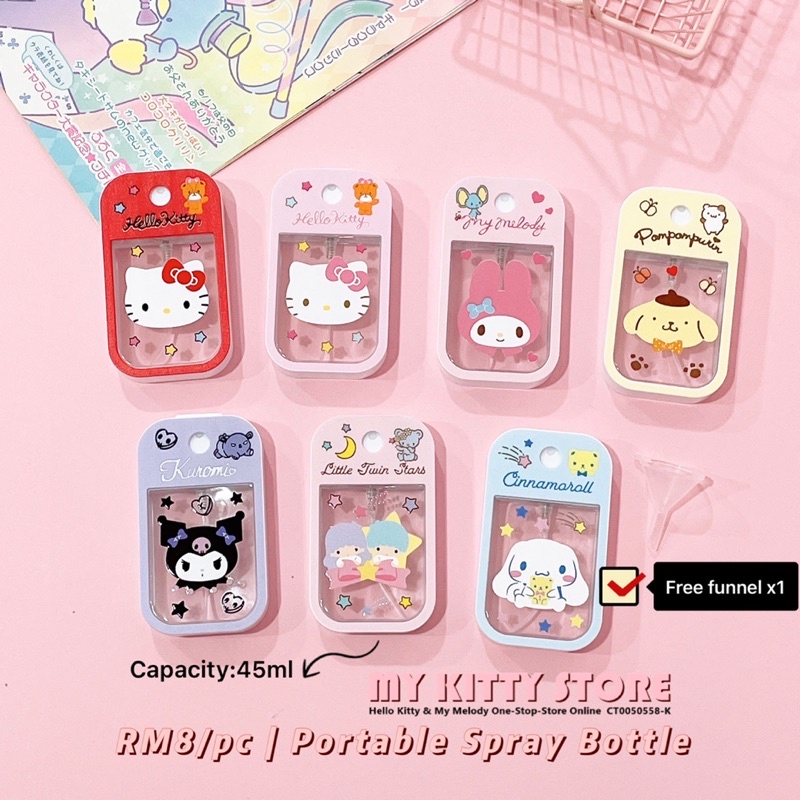 Hello Kitty My Melody Portable Empty Spray Bottle Kuromi Pompompurin Cinnamoroll Disinfectant