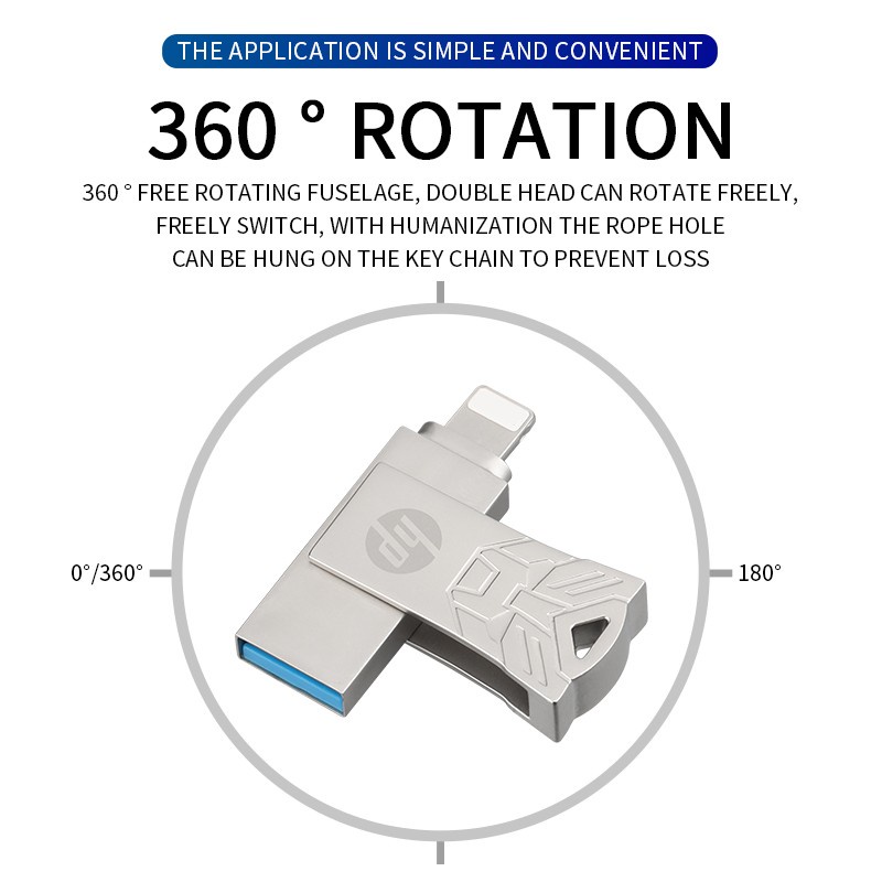 HP Flash Drive Otg 2 in 1 Pen Drive For iOS iPhone External Storage