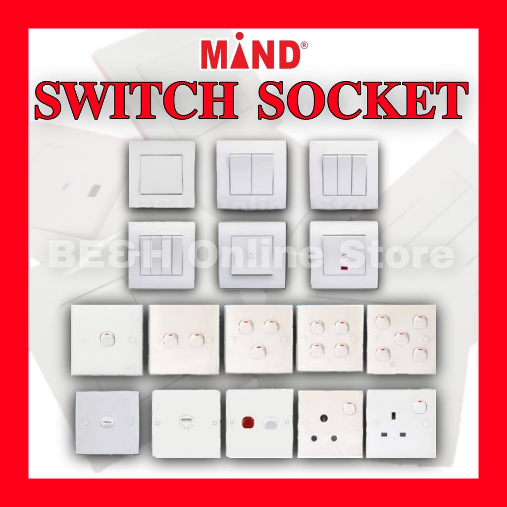 Mind Switch Socket and Socket Outlet/13A Switch Socket/15A Switch Socket/1G/2G/3G/4G/5G/Dimmer