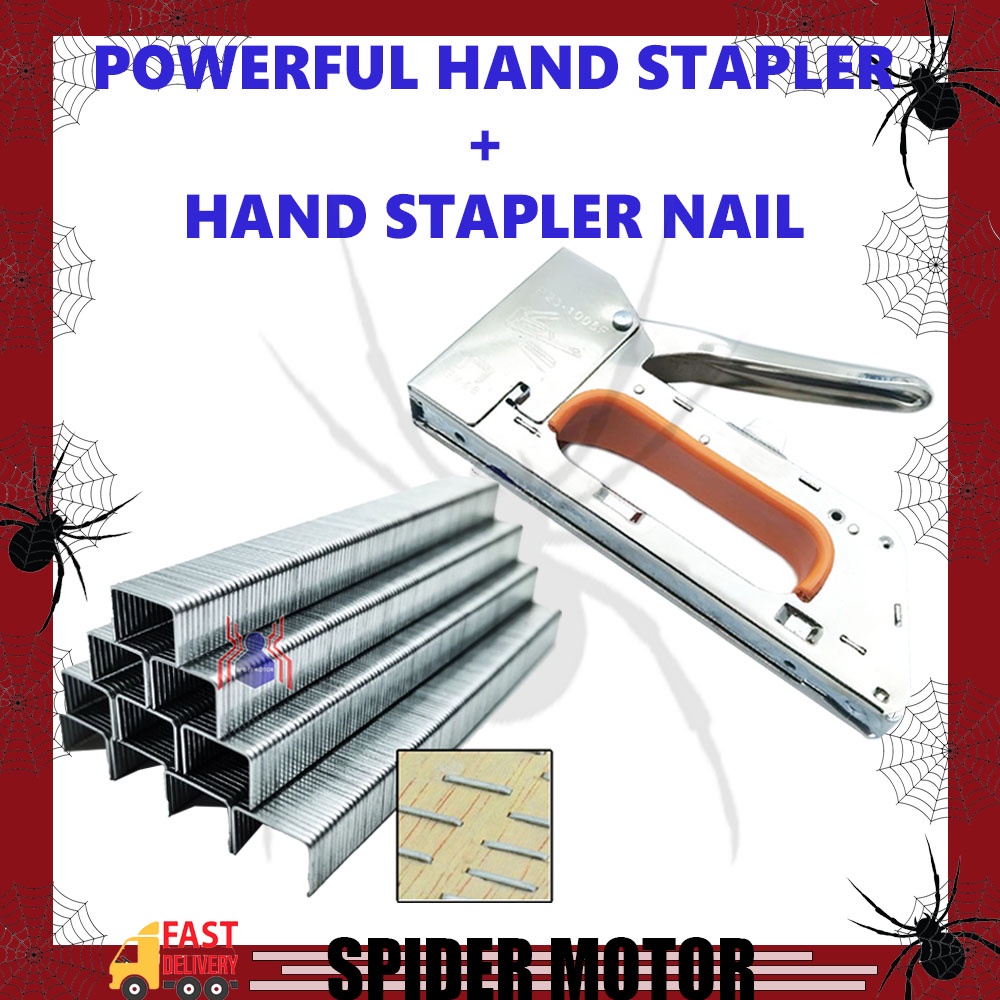 HEAVY DUTY STAPLER GUN NAIL HAND TACKER FOR SEAT COVER FURNITURE FRAME PAPER WOODWORK WINDOW 6MM