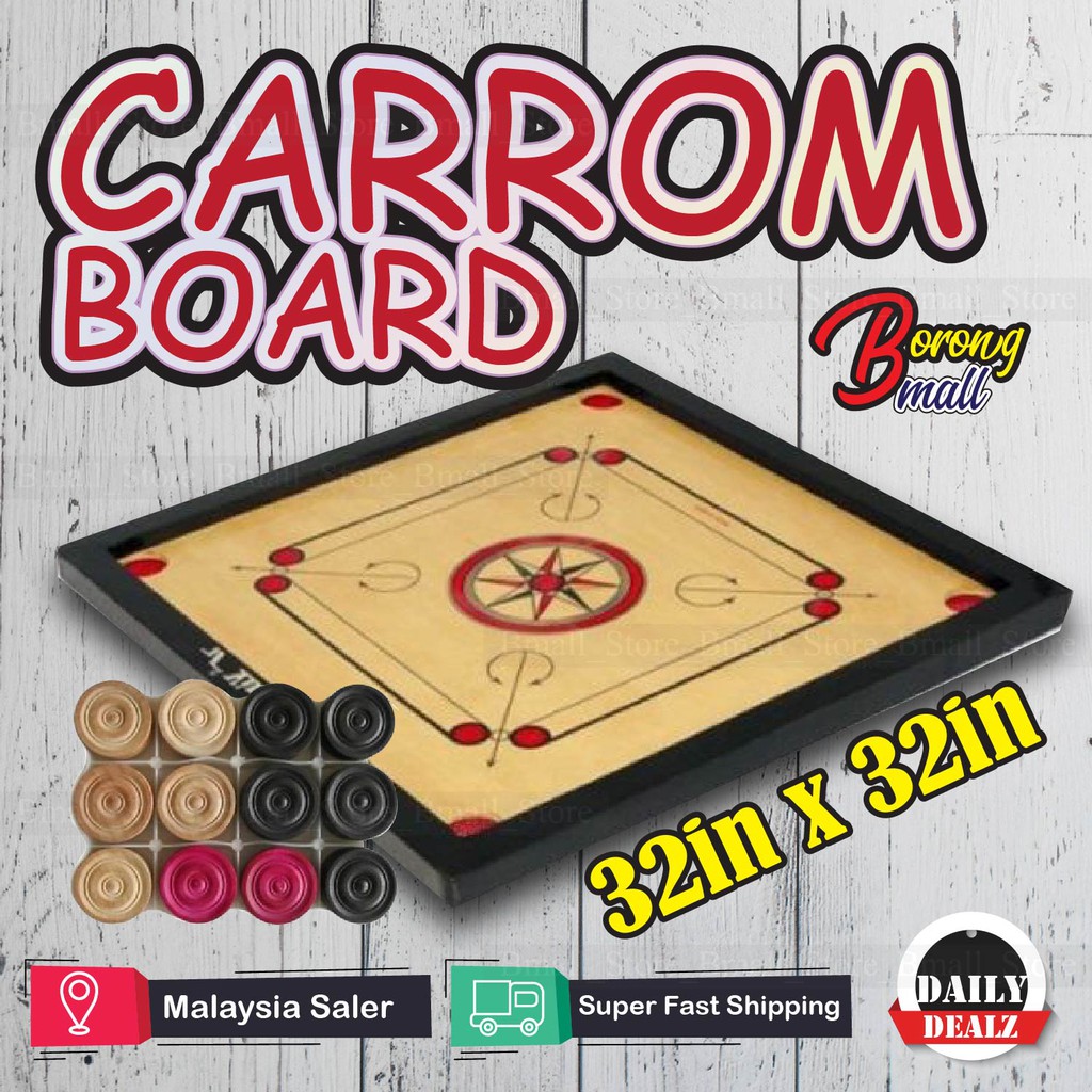 (Big) Wooden Carrom Board Striker Games Papan Karom With