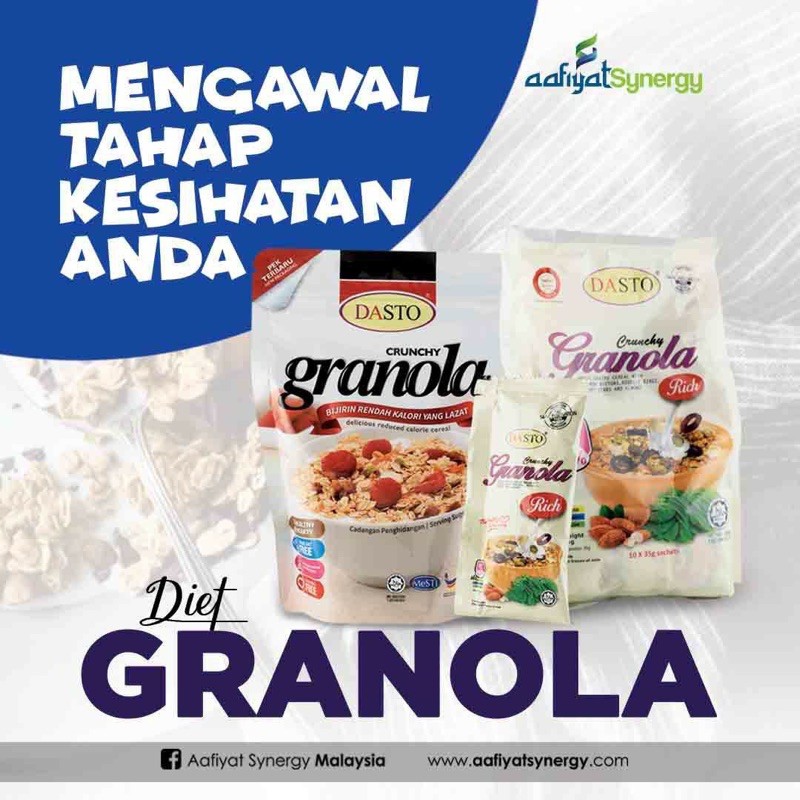 DASTO GRANOLA CRUNCHY BIJIRIN READY TO EAT OATMEAL RENDAH KALORI YANG